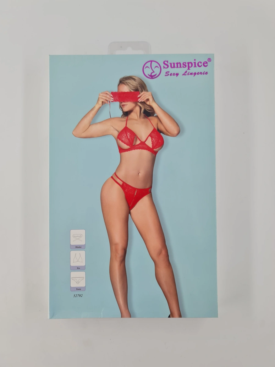 Set Lenjerie Sexy 3 Piese Rosu S/M, #3, Erotic24.ro