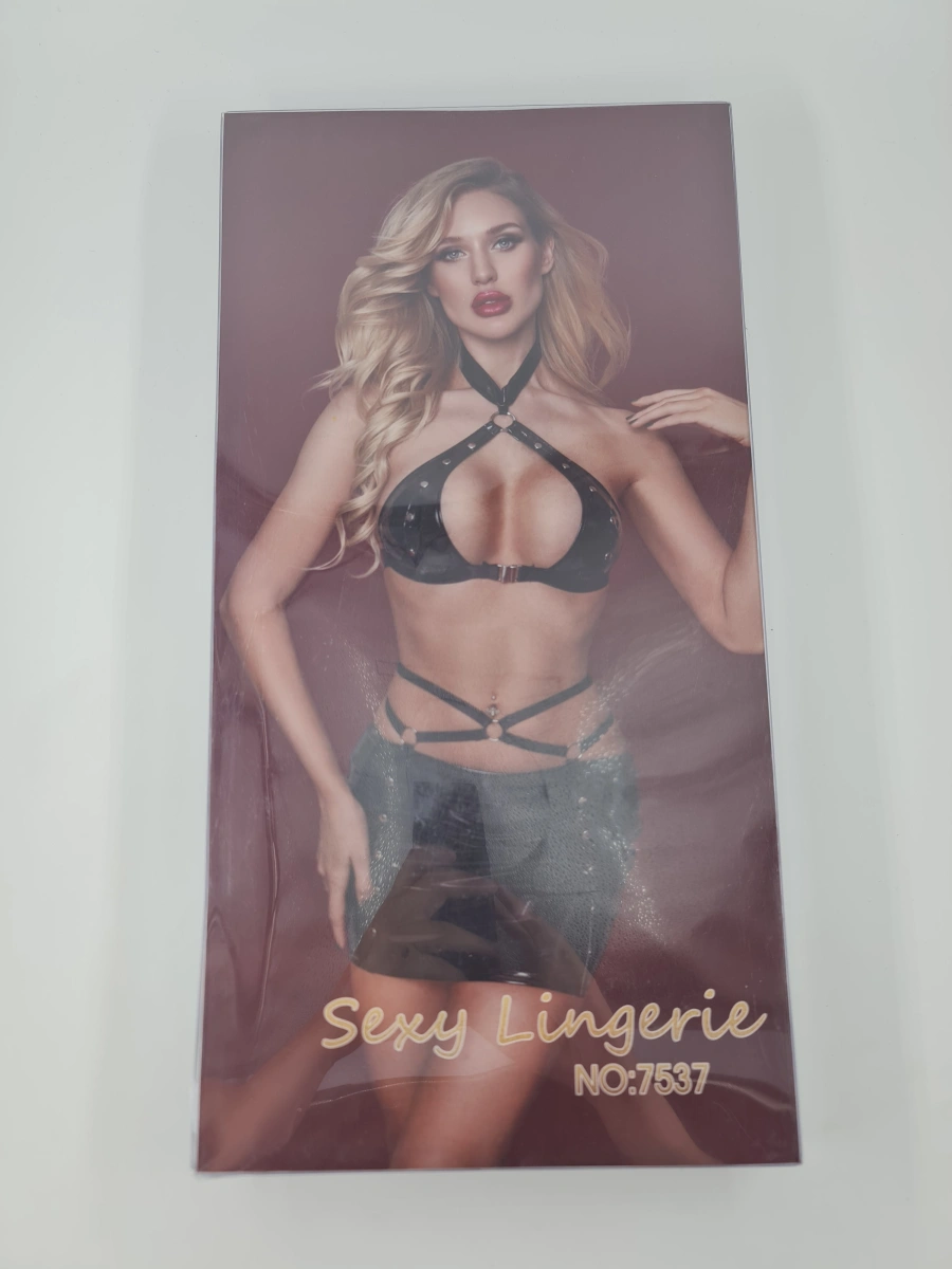 Costumatie Sexy 3 Piese Wetlook Negru OS, #4, Erotic24.ro