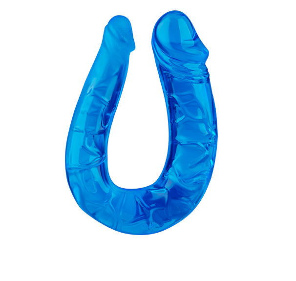 Dildo Dublu 2 Realistic Heads Jelly Albastru 28 cm Mokko Toys, #2, Erotic24.ro