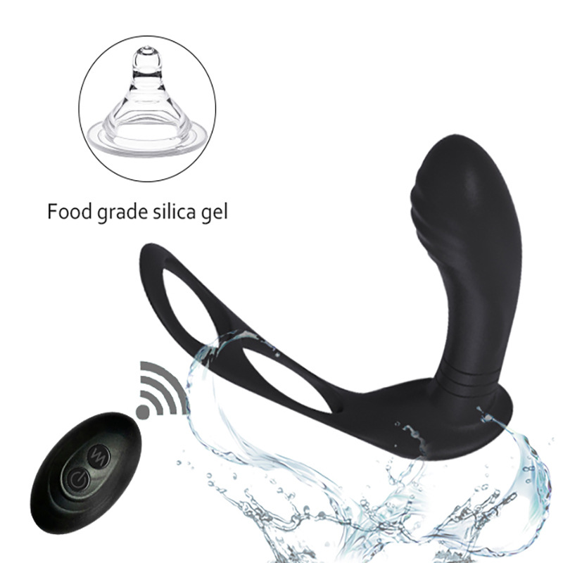 Stimulator Prostata Jax cu Inele Erectie Remote Control 10 Moduri Vibratii Silicon USB Negru Mokko Toys, #3, Erotic24.ro