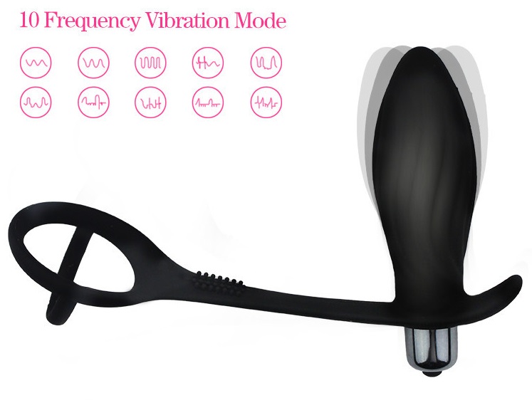 Dop Anal Kraft cu Inel Penis si Testicule 10 Moduri Vibratii Silicon Negru Passion Labs, #3, Erotic24.ro