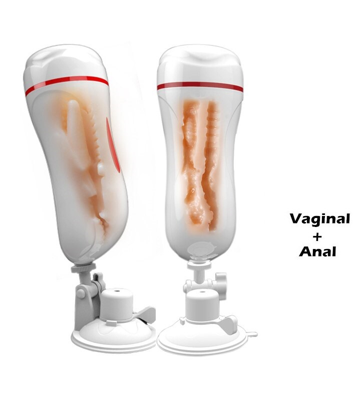 Masturbator Eternal Love Alb Pussy&Ass cu Vibratii si Suport Handsfree, #2, Erotic24.ro