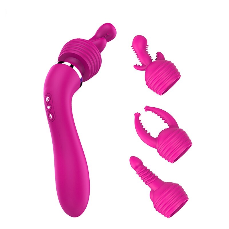Vibrator Masaj cu 3 Capete 10 Moduri Vibratii Silicon USB Roz Guilty Toys, #1, Erotic24.ro