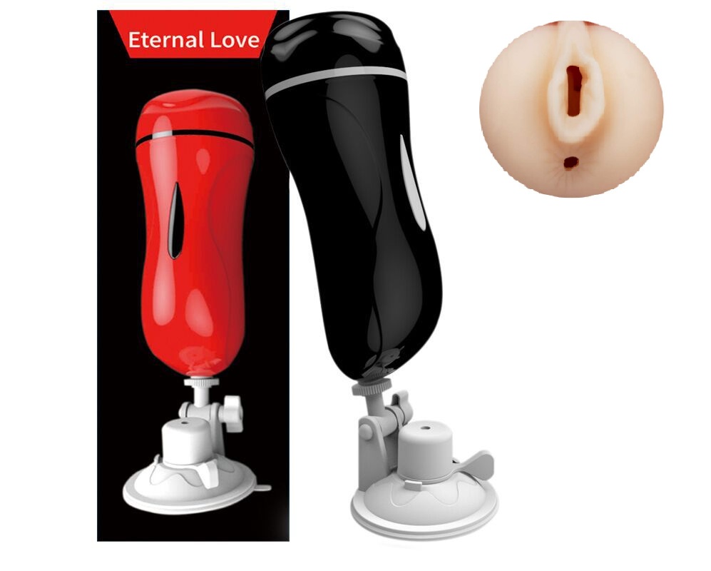 Masturbator Eternal Love Negru Pussy&Ass cu Vibratii si Suport Handsfree, #1, Erotic24.ro