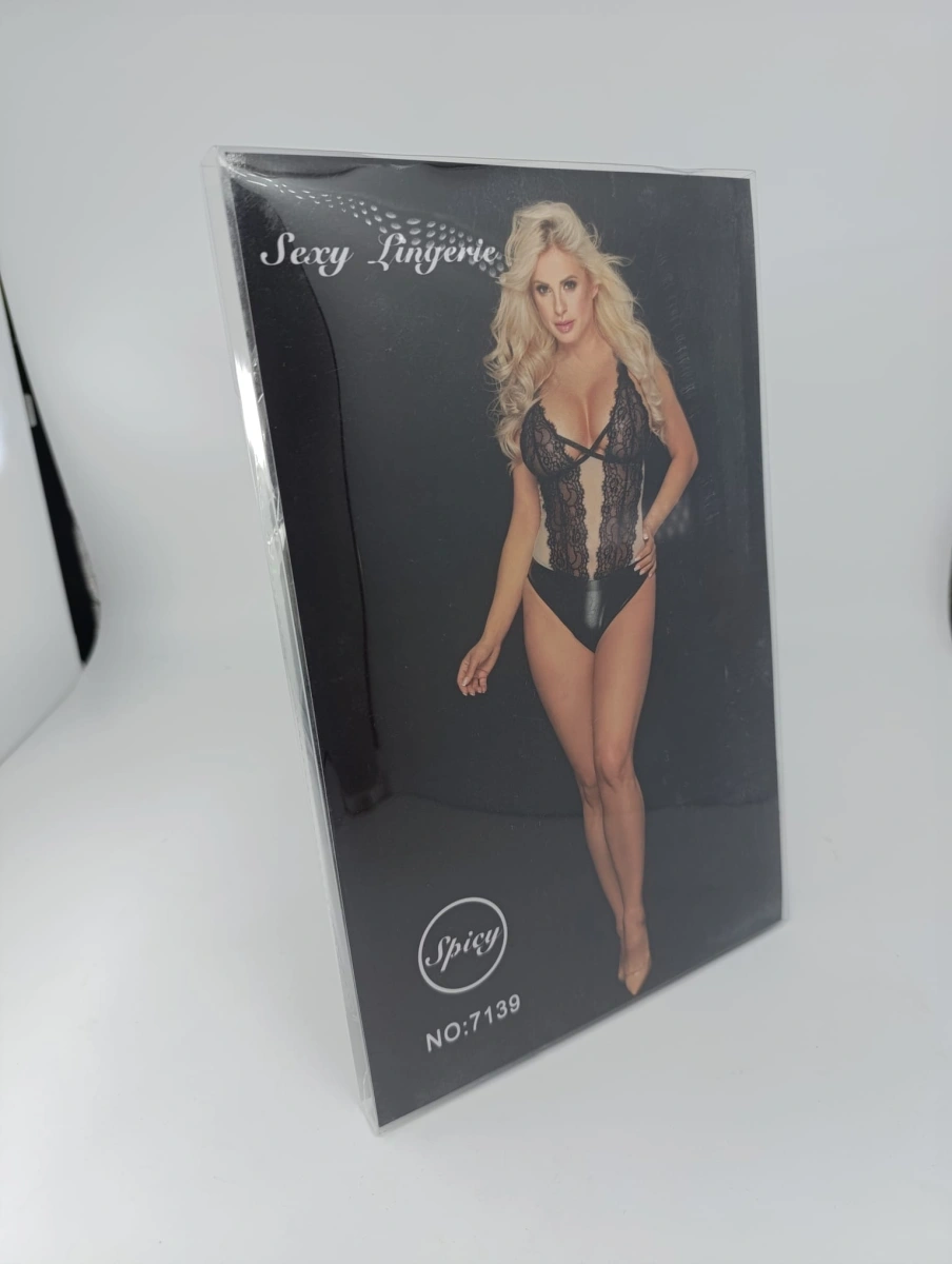 Body Sexy Denisse Wetlook-Dantela-Plasa Negru/Bej S/M, #3, Erotic24.ro