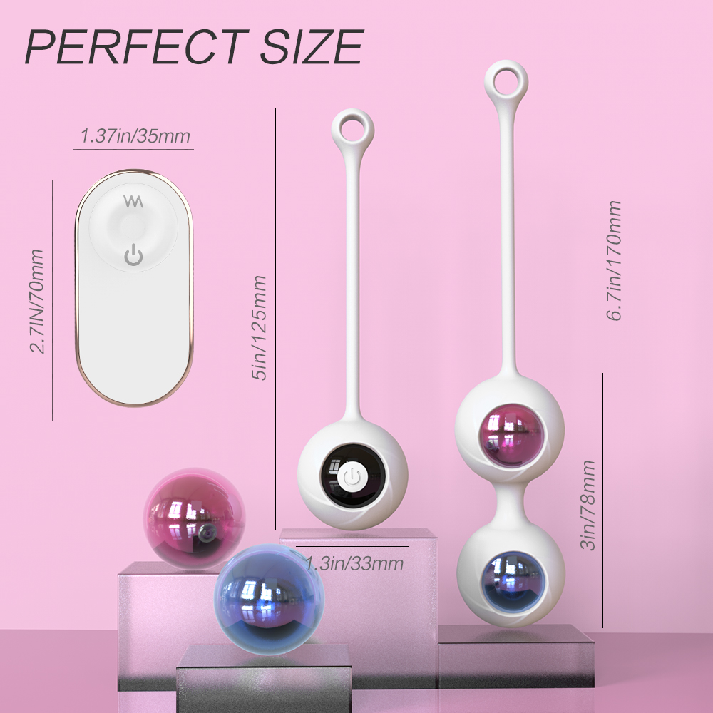Set Bile Vaginale Jazzy Kegel, 9 Moduri Vibratii, Remote Control, Silicon, USB, Mokko Toys, #7, Erotic24.ro
