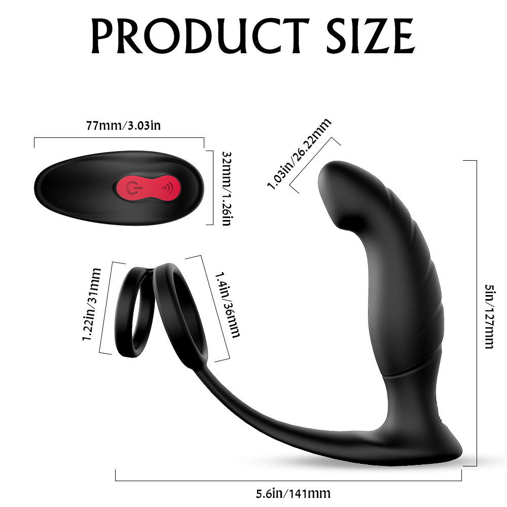 Inel Dublu Penis cu Stimulator Kent  Remote Control 9 Moduri Vibratii Silicon USB Negru 13 cm Mokko Toys, #2, Erotic24.ro