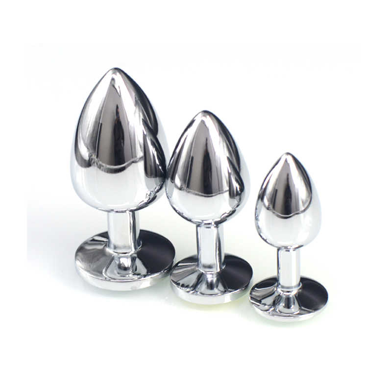 Set 3 Dopuri Anale Metalic Buttplug Kit, Argintiu/Clear, Passion Labs, #2, Erotic24.ro