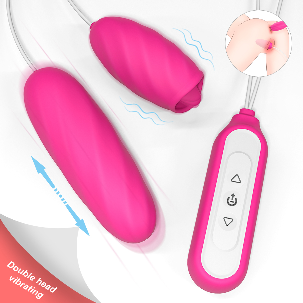 2 Oua Vibratoare Woody 9 Modes Licking&9 Modes Thrusting Silicon USB Roz Passion Labs