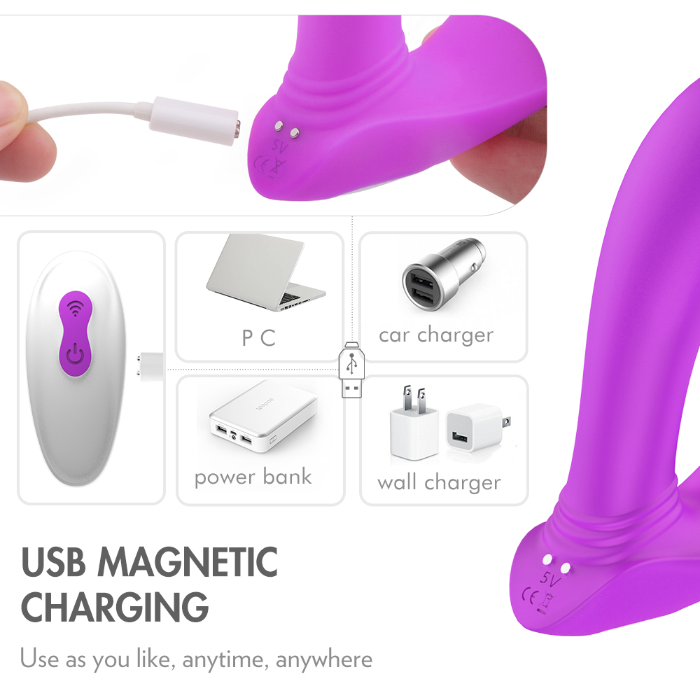 Stimulator Dublu Sweety, 9 Moduri Vibratii, 9 Ritmuri Bila, Silicon, USB, Mov, 12.3 cm, Mokko Toys, Nr. 4, Erotic24.ro