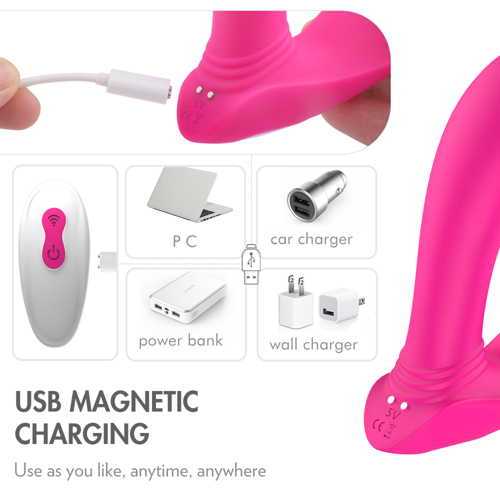 Stimulator Dublu Sweety, 9 Moduri Vibratii, 9 Ritmuri Bila, Silicon, USB, Roz, 12.3 cm, Mokko Toys, #5, Erotic24.ro