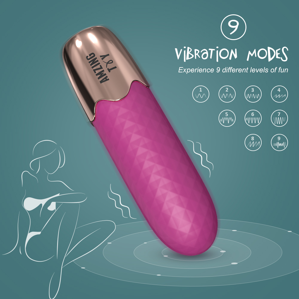 Vibrator Mini Irene 9 Moduri Vibratii Silicon USB Rosu 8.3 cm Guilty Toys, #3, Erotic24.ro