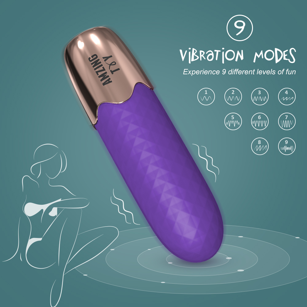 Vibrator Mini Irene 9 Moduri Vibratii Silicon USB Mov 8.3 cm Guilty Toys, Nr. 6, Erotic24.ro
