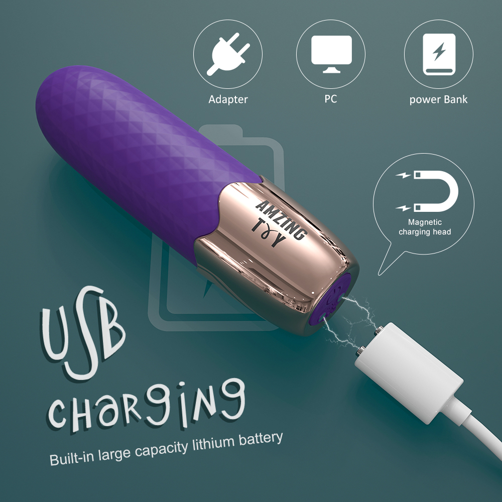 Vibrator Mini Irene 9 Moduri Vibratii Silicon USB Mov 8.3 cm Guilty Toys, Nr. 3, Erotic24.ro