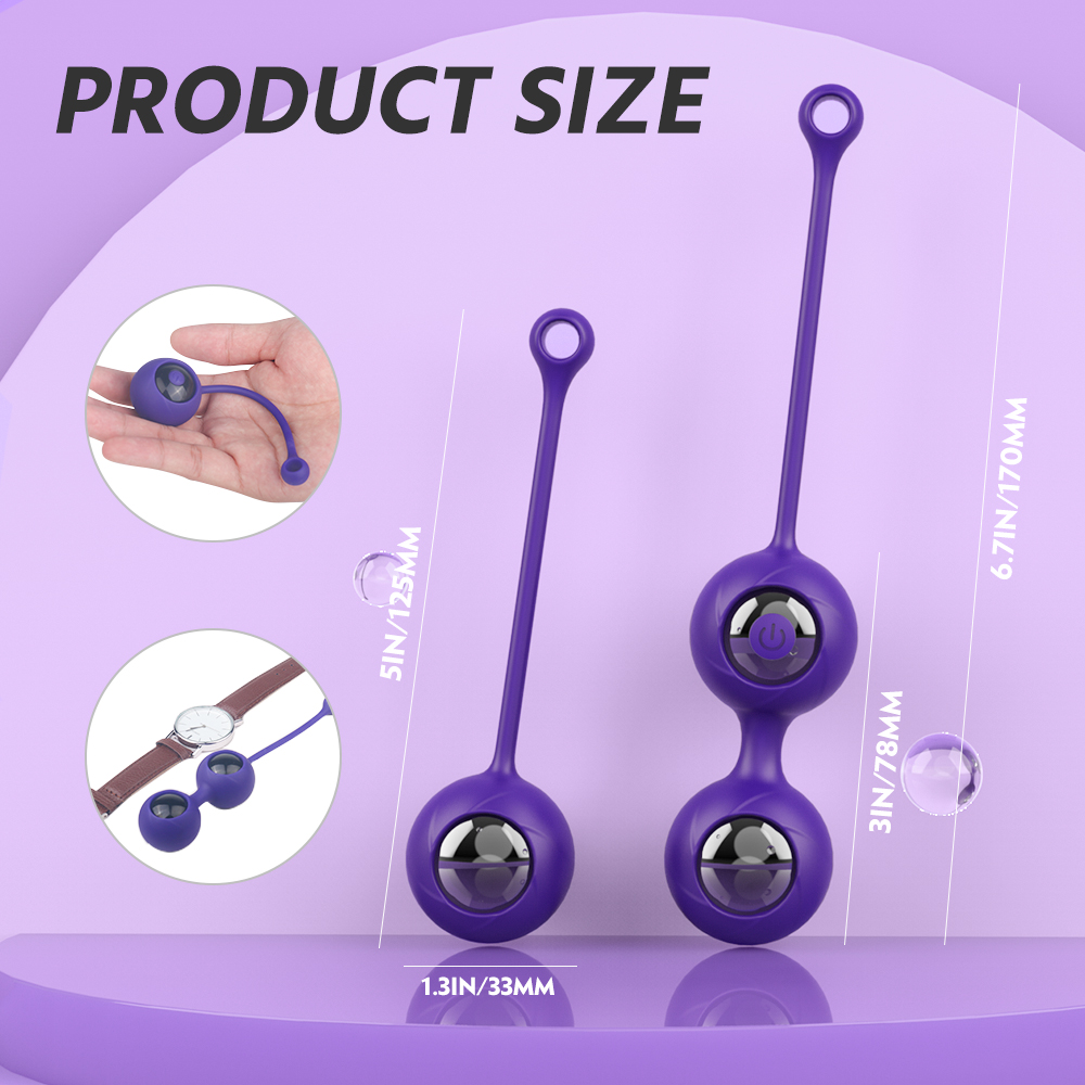 Bile Kegel cu Vibratii Remote Control 9 Moduri Vibratii Silicon USB Mov Guilty Toys, Nr. 4, Erotic24.ro