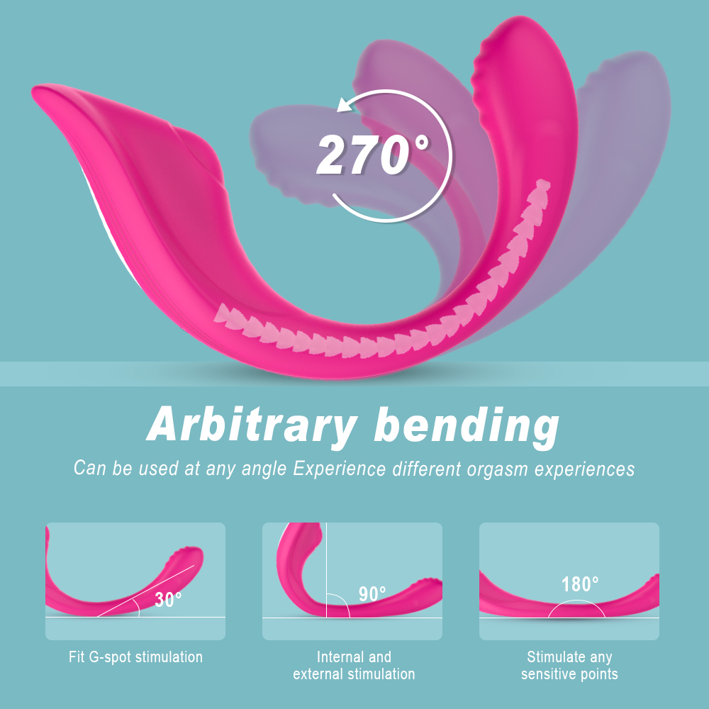 Stimulator Dublu Bendable Nifty, 9 Moduri Vibratii, Remote Control, Silicon, USB, Roz, Passion Labs, #3, Erotic24.ro