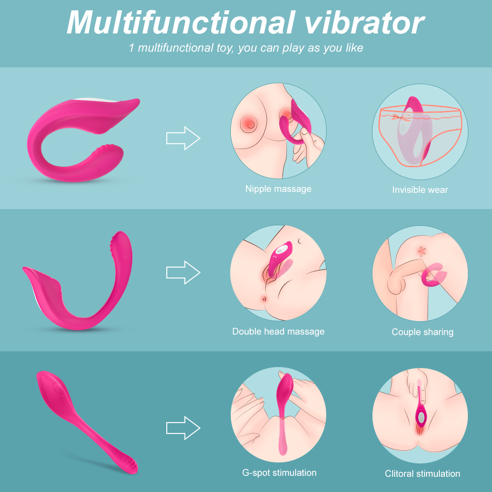 Stimulator Dublu Bendable Nifty, 9 Moduri Vibratii, Remote Control, Silicon, USB, Roz, Passion Labs, #4, Erotic24.ro