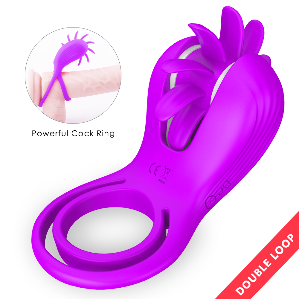 Inel Dublu de Penis Sqweel, 9 Moduri Rotatii, Silicon, USB, Mov, Mokko Toys, #4, Erotic24.ro