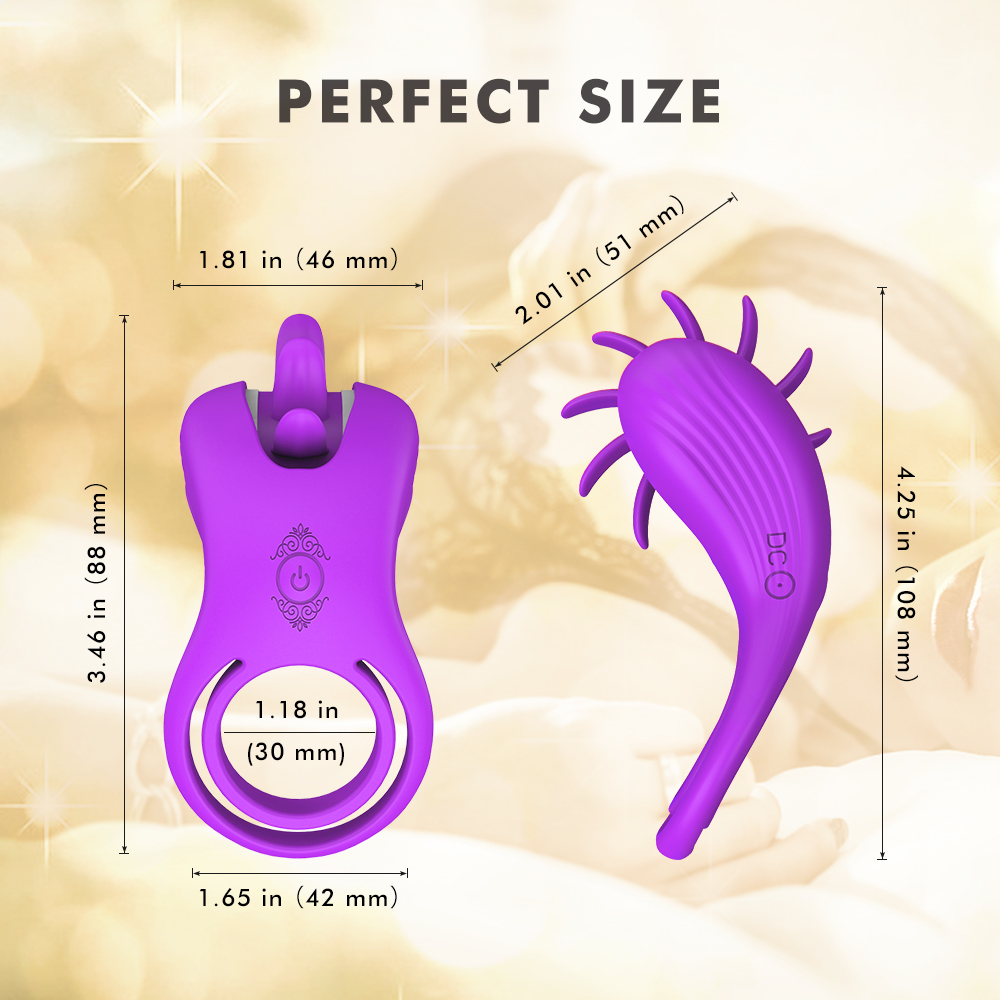 Inel Dublu de Penis Sqweel, 9 Moduri Rotatii, Silicon, USB, Mov, Mokko Toys, #8, Erotic24.ro