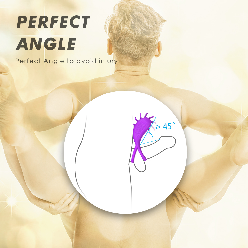 Inel Dublu de Penis Sqweel, 9 Moduri Rotatii, Silicon, USB, Mov, Mokko Toys, #9, Erotic24.ro