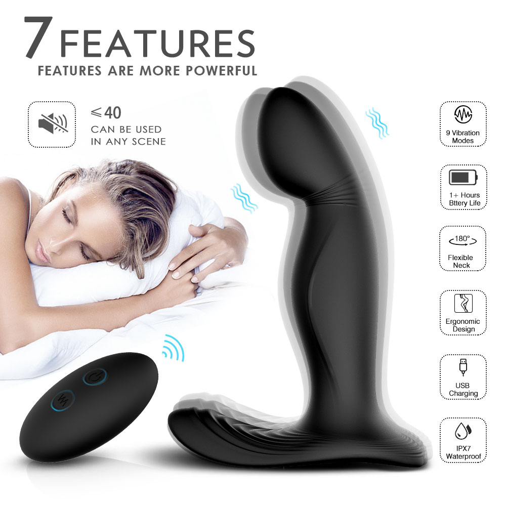 Stimulator Giles, 9 Moduri Vibratii, Remote Control, Silicon, USB, Negru, 12.7 cm, Guilty Toys, #12, Erotic24.ro
