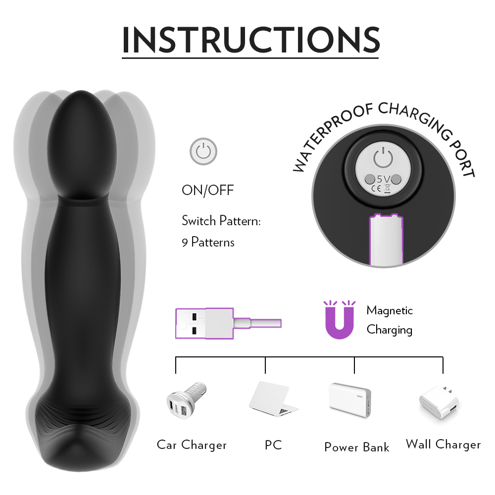Stimulator Giles, 9 Moduri Vibratii, Remote Control, Silicon, USB, Negru, 12.7 cm, Guilty Toys, #7, Erotic24.ro
