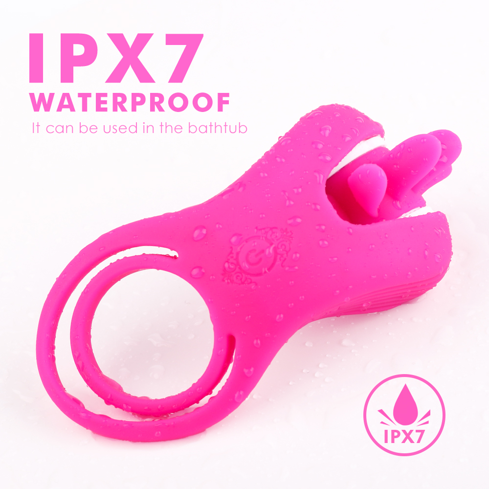 Inel Dublu de Penis Sqweel, 9 Moduri Rotatii, Silicon, USB, Roz, Mokko Toys, Nr. 5, Erotic24.ro