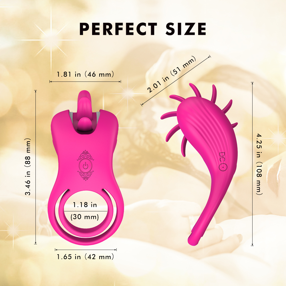 Inel Dublu de Penis Sqweel, 9 Moduri Rotatii, Silicon, USB, Roz, Mokko Toys, Nr. 6, Erotic24.ro