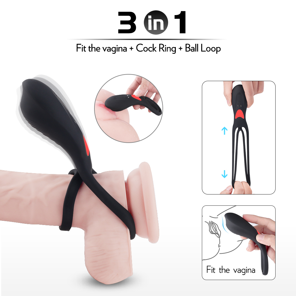 Inel de Penis Oliver, 9 Moduri Vibratii, Remote Control, Silicon, USB, Negru, Guilty Toys, Nr. 13, Erotic24.ro