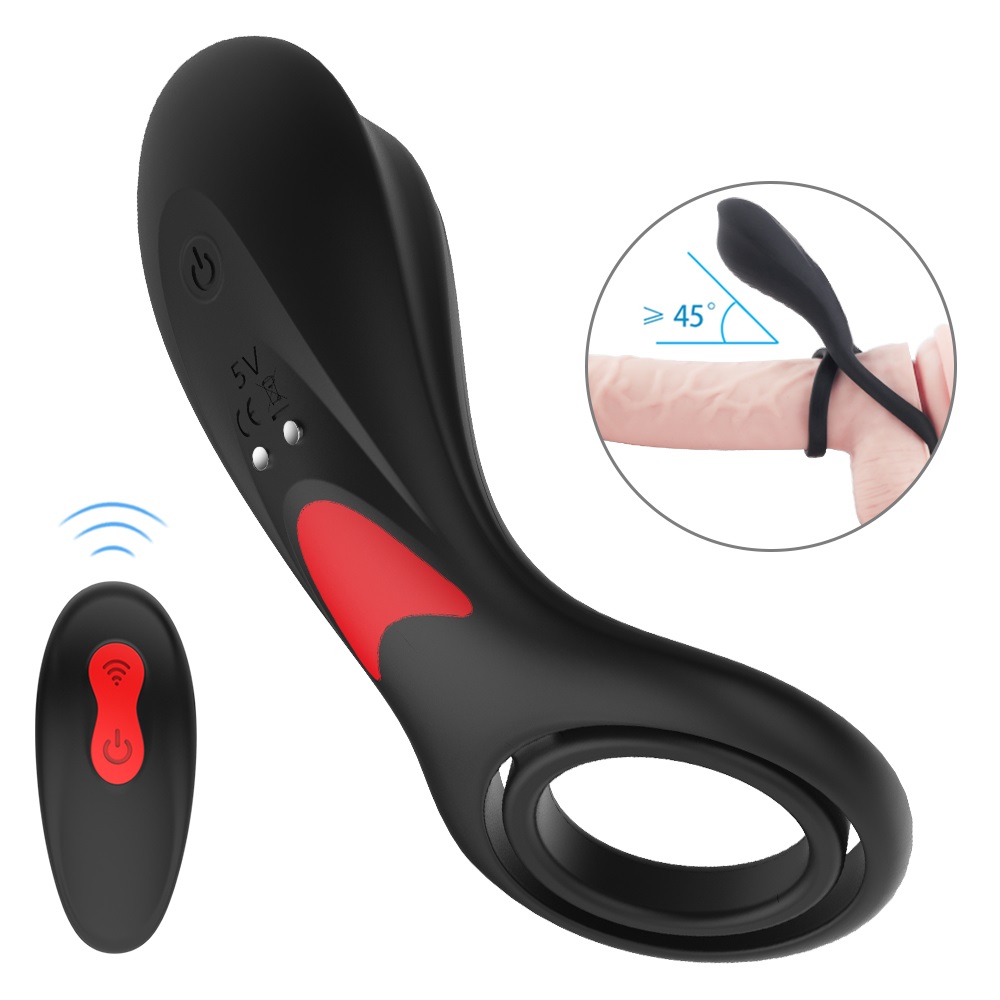 Inel de Penis Oliver, 9 Moduri Vibratii, Remote Control, Silicon, USB, Negru, Guilty Toys, Nr. 1, Erotic24.ro