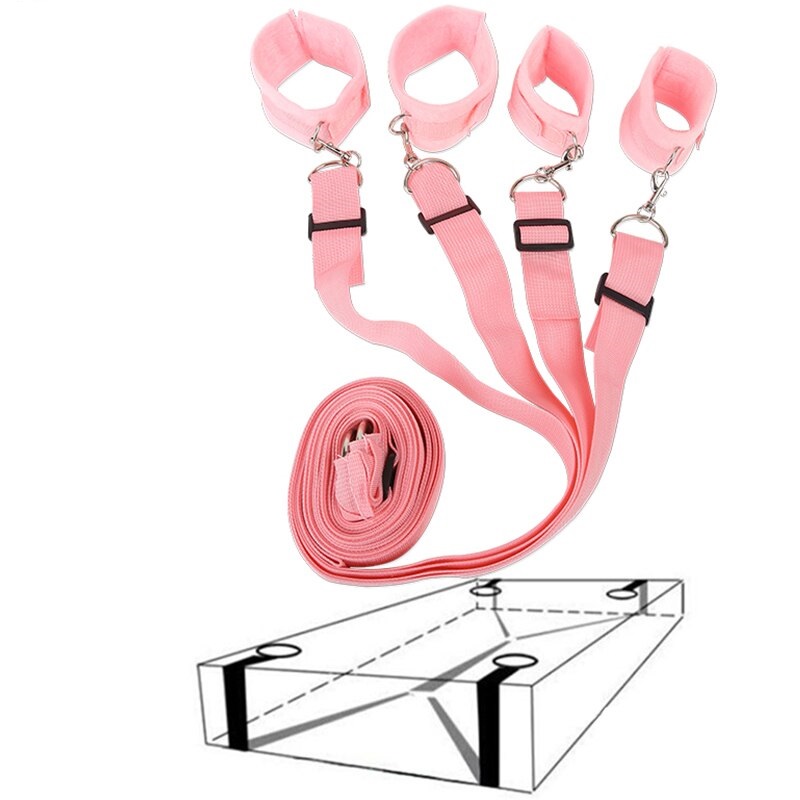 Set Bed Restraint Maini si Picioare pentru Pat Roz Guilty Toys, #2, Erotic24.ro