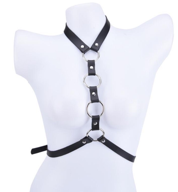 Sistem Four Rings Harness Piele Ecologica Negru OS, #2, Erotic24.ro