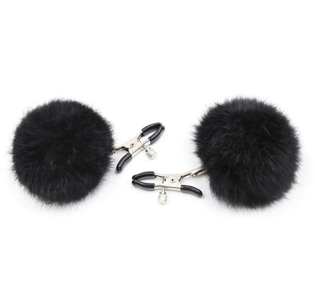 Clame Sfarcuri Fluffy Pom-Pom Negru Guil in SexShop KUR Romania