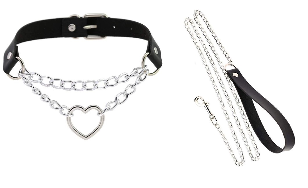 Set Deluxe Zgarda si Lesa Lant Argintiu Passion Labs, #1, Erotic24.ro