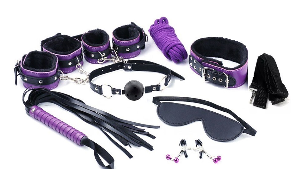 Set BDSM 8 Piese Mov/Negru Guilty Toys, #1, Erotic24.ro