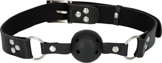 Calus Ball Gag Negru Piele Ecologica Passion Labs, #1, Erotic24.ro
