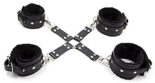 Set Catuse Hogtie Fur Maini si Picioare Negru Guilty Toys, #2, Erotic24.ro