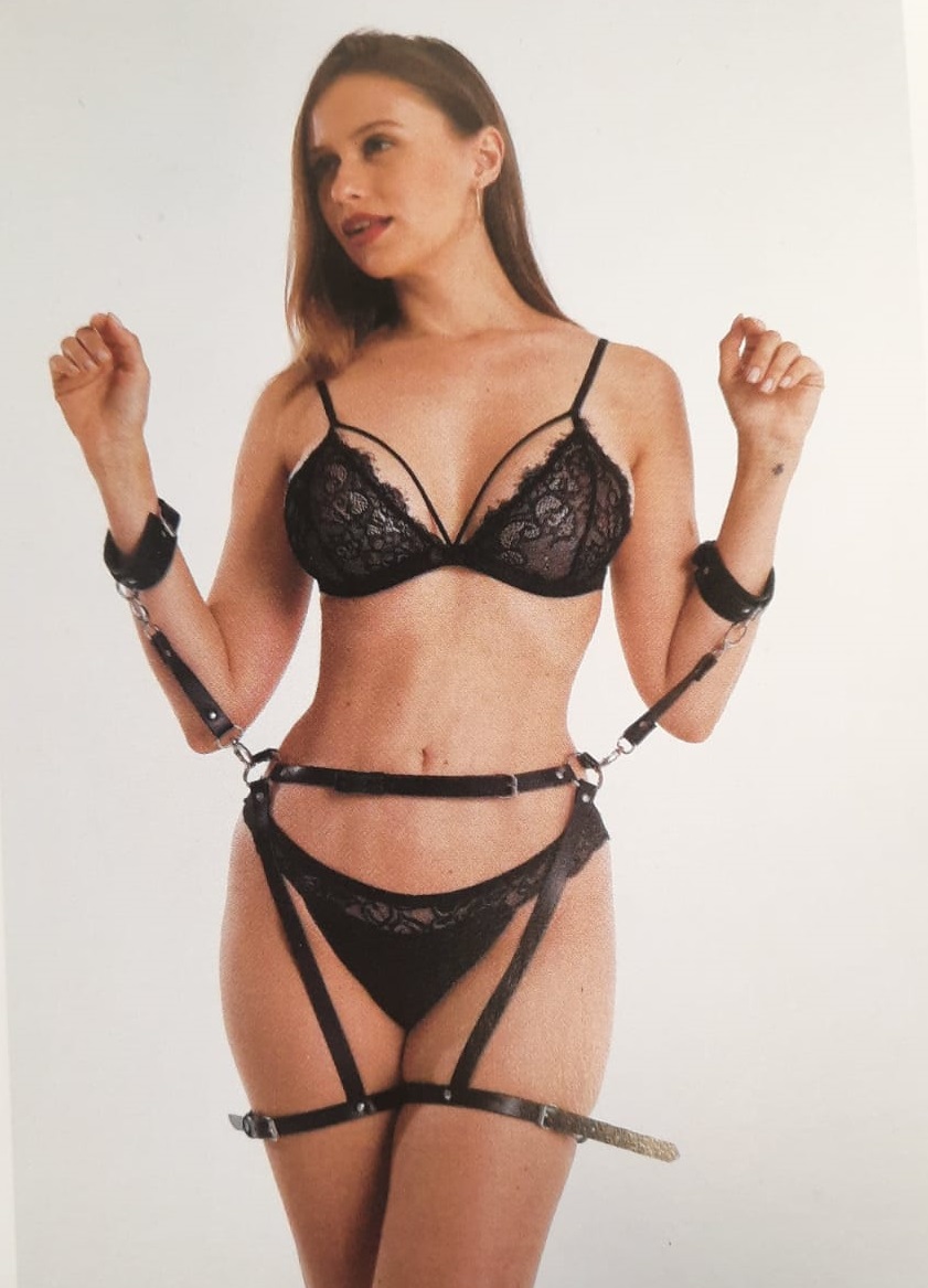 Sistem Harness Belt&Handcuffs Piele Ecologica OS, #1, Erotic24.ro