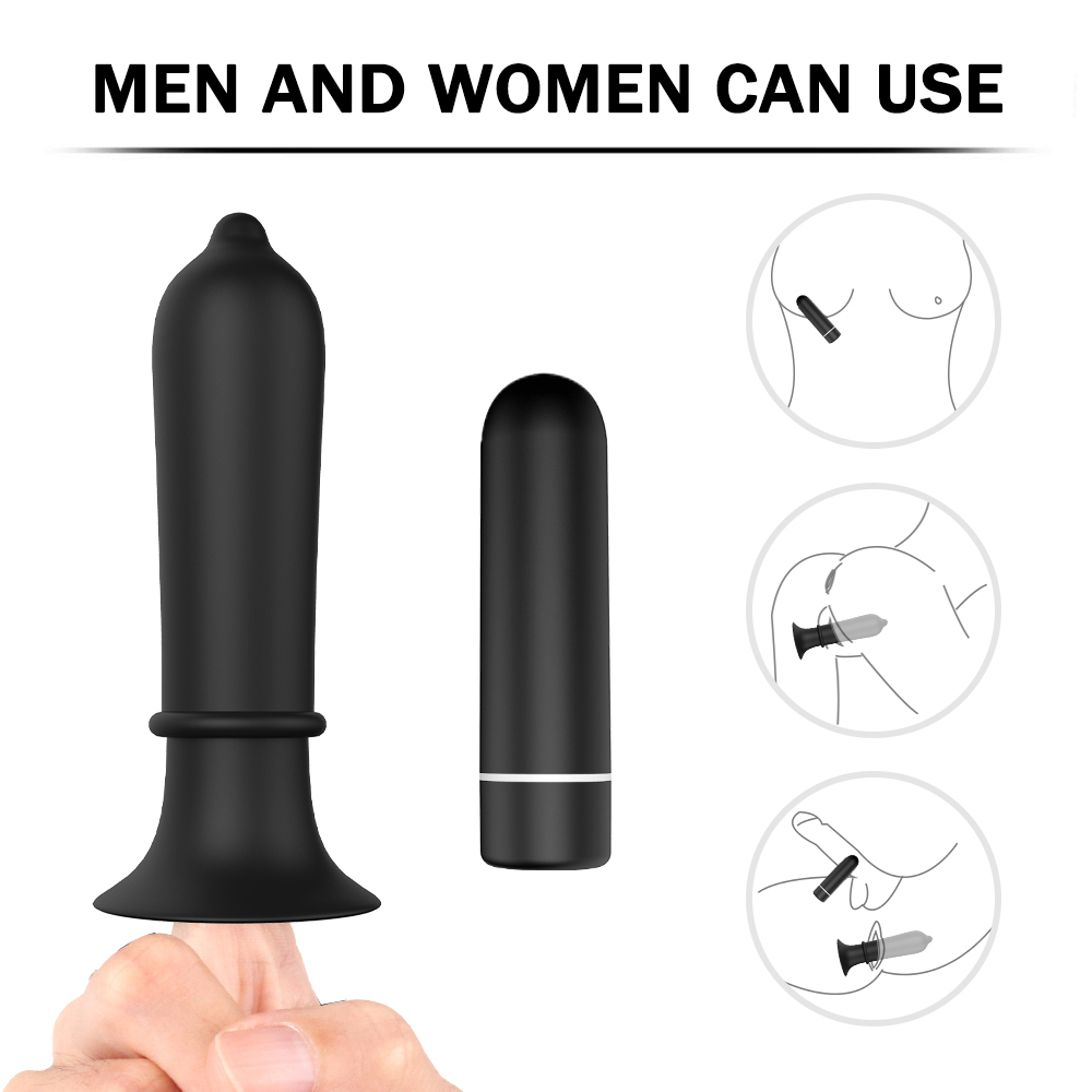 Dop Anal Condom 9 Moduri Vibratii Silicon USB Negru 11.2 cm Guilty Toys, #3, Erotic24.ro
