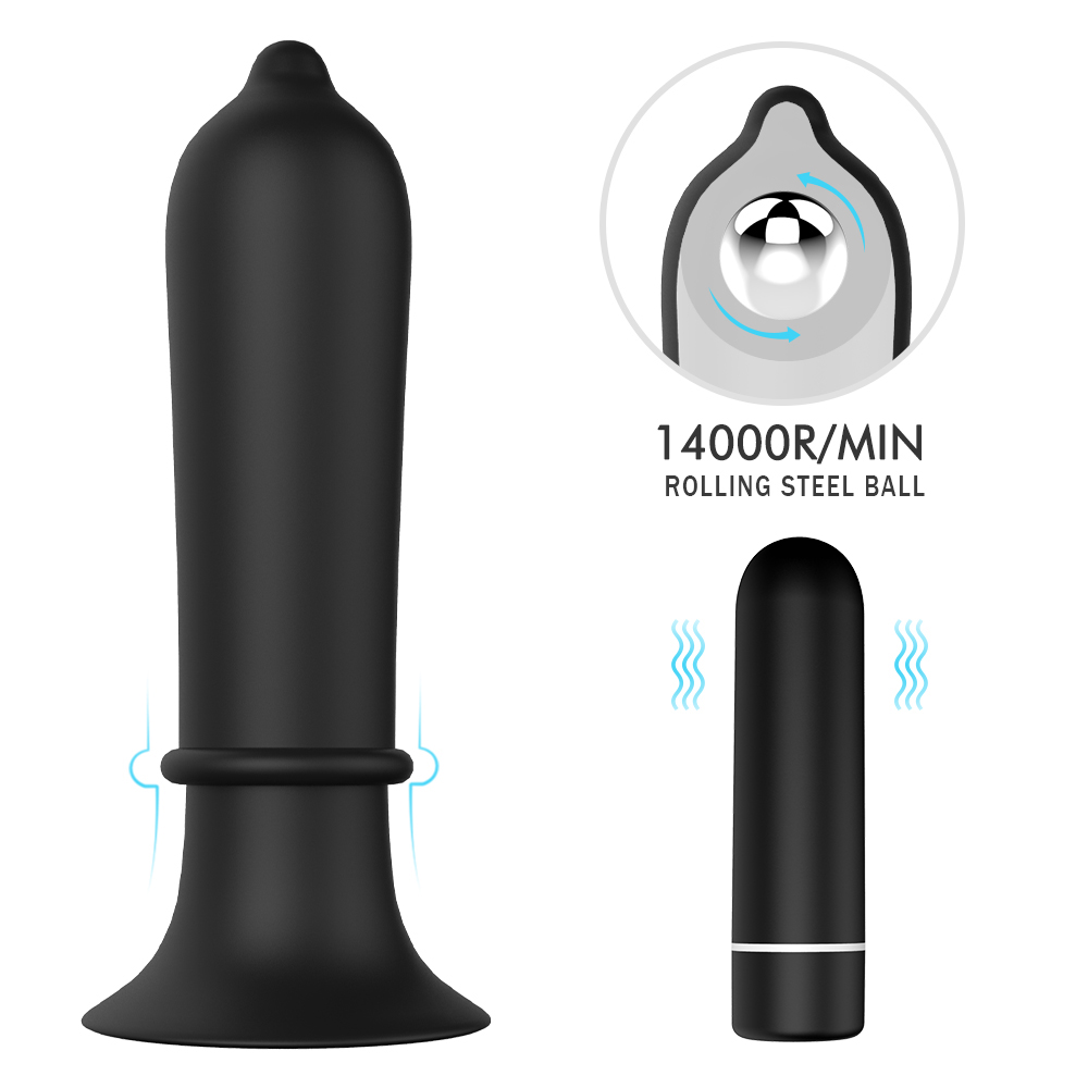 Dop Anal Condom 9 Moduri Vibratii Silicon USB Negru 11.2 cm Guilty Toys, #1, Erotic24.ro