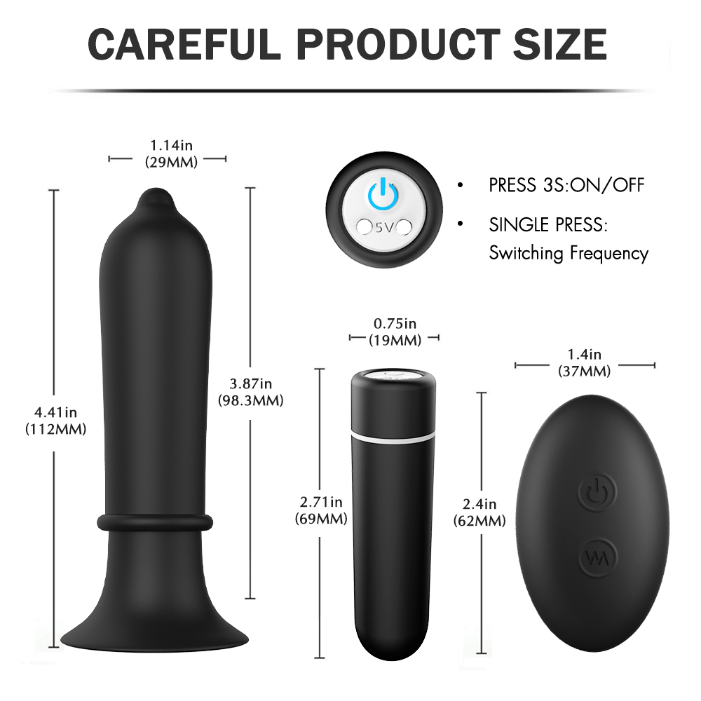 Dop Anal Condom 9 Moduri Vibratii Silicon USB Negru 11.2 cm Guilty Toys, #4, Erotic24.ro