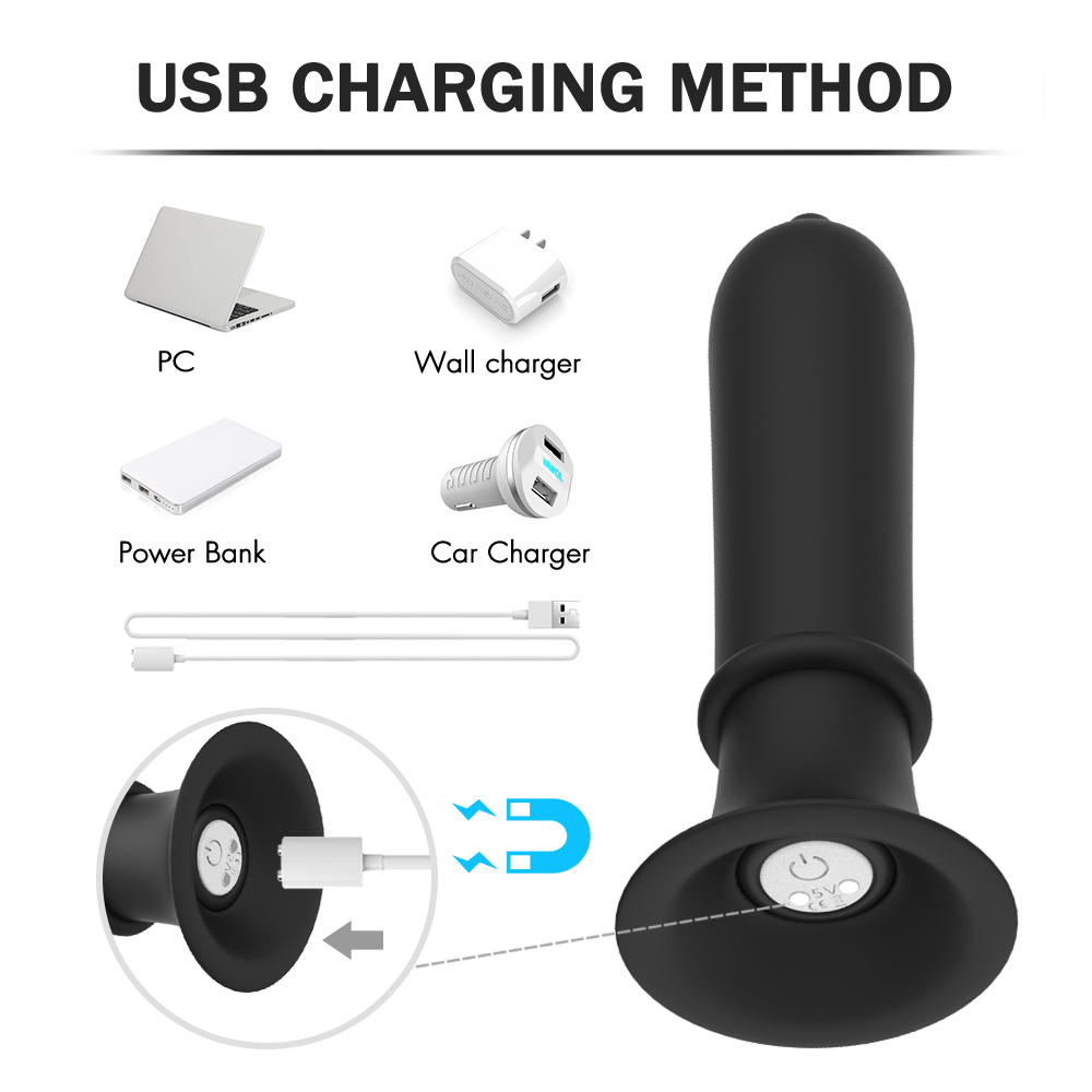 Dop Anal Condom 9 Moduri Vibratii Silicon USB Negru 11.2 cm Guilty Toys, #5, Erotic24.ro