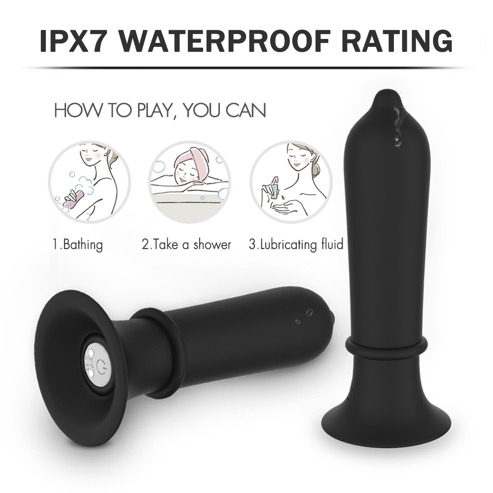 Dop Anal Condom 9 Moduri Vibratii Silicon USB Negru 11.2 cm Guilty Toys, #8, Erotic24.ro