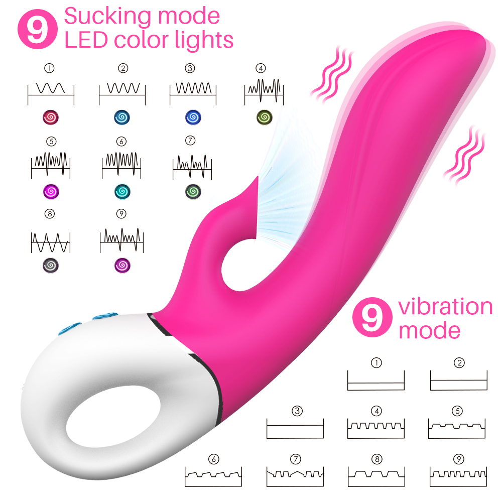 Vibrator Isaiah 9 Moduri Vibratii+9 Moduri Suctiune Silicon USB Roz 22.5 cm Mokko Toys, #7, Erotic24.ro