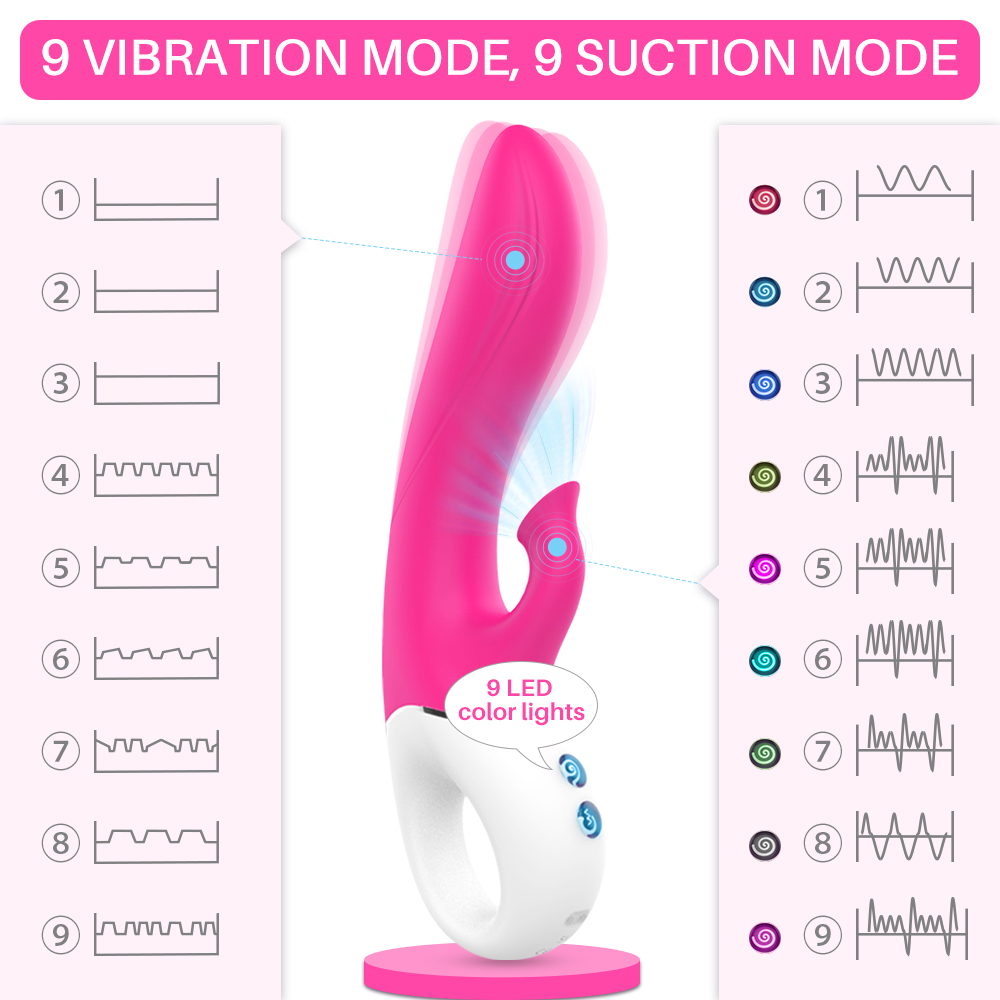 Vibrator Isaiah 9 Moduri Vibratii+9 Moduri Suctiune Silicon USB Roz 22.5 cm Mokko Toys, #8, Erotic24.ro