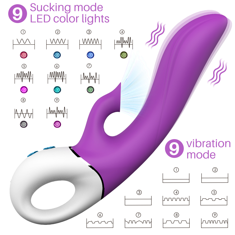 Vibrator Isaiah 9 Moduri Vibratii+9 Moduri Suctiune Silicon USB Mov 22.5 cm Mokko Toys, #8, Erotic24.ro