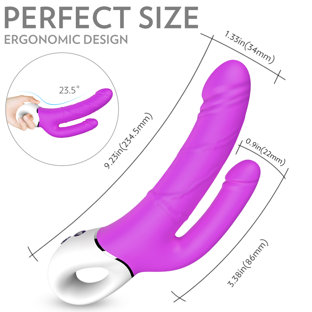 Vibrator Dublu Takir 9 Moduri Vibratii Silicon USB Mov 23.5 cm Mokko Toys, Nr. 9, Erotic24.ro