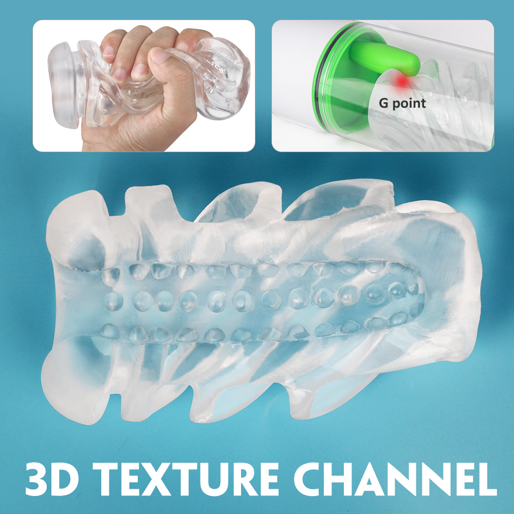 Masturbator Icey cu Suport Handsfree, 9 Moduri Vibratii+3 Moduri Suctiune, Alb/Verde, Guilty Toys, #10, Erotic24.ro