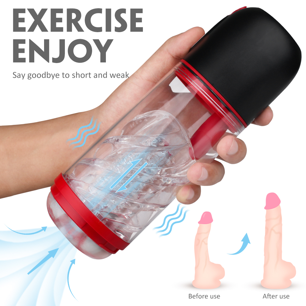 Masturbator Icey cu Suport Handsfree, 9 Moduri Vibratii+3 Moduri Suctiune, Negru/Rosu, GuiltyToys, #3, Erotic24.ro