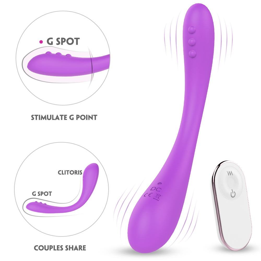 Vibrator Multifunctional Bendable Emma, 9 Moduri Vibratii, Remote Control, Silicon, USB, Mov, 18.5 cm, Mokko Toys, #6, Erotic24.ro